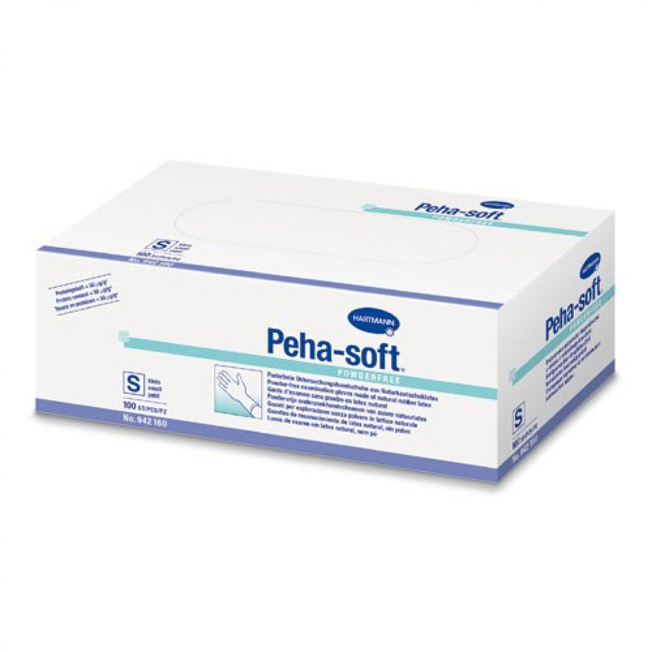 Peha-soft latex gloves, powder-free, size S, pack of 100