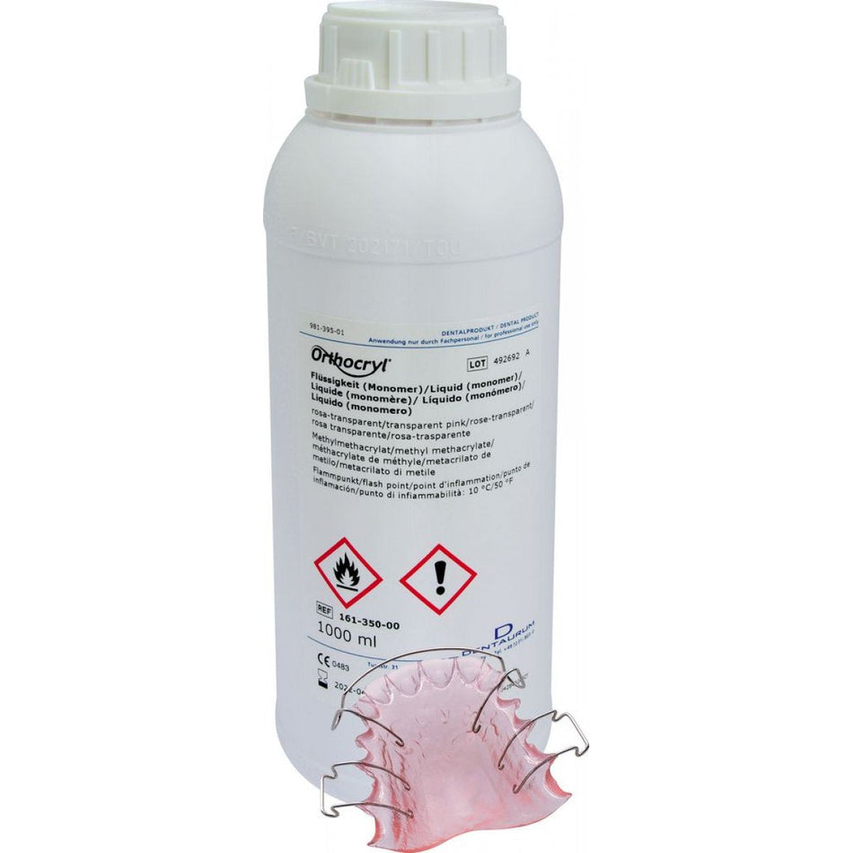 Orthocryl liquid, pink-transparent, 1000 ml