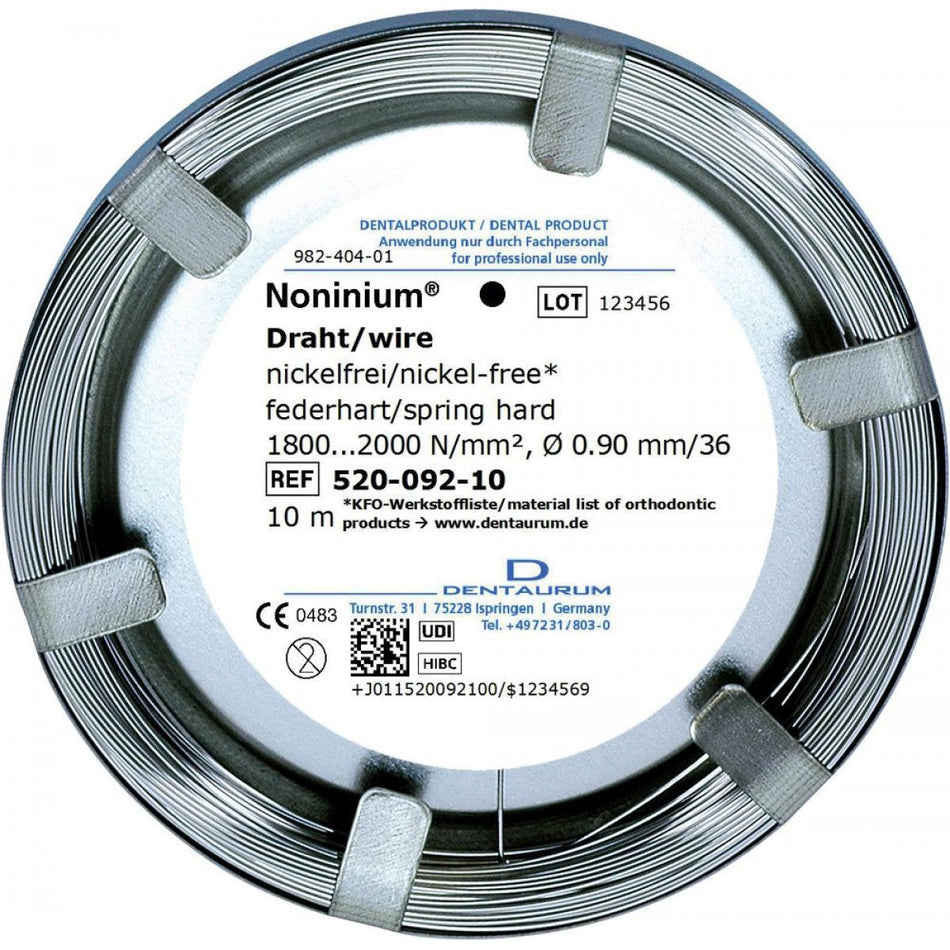 Noninium roll wire, round, spring hard, ø 0.90 mm / 36, 1 roll