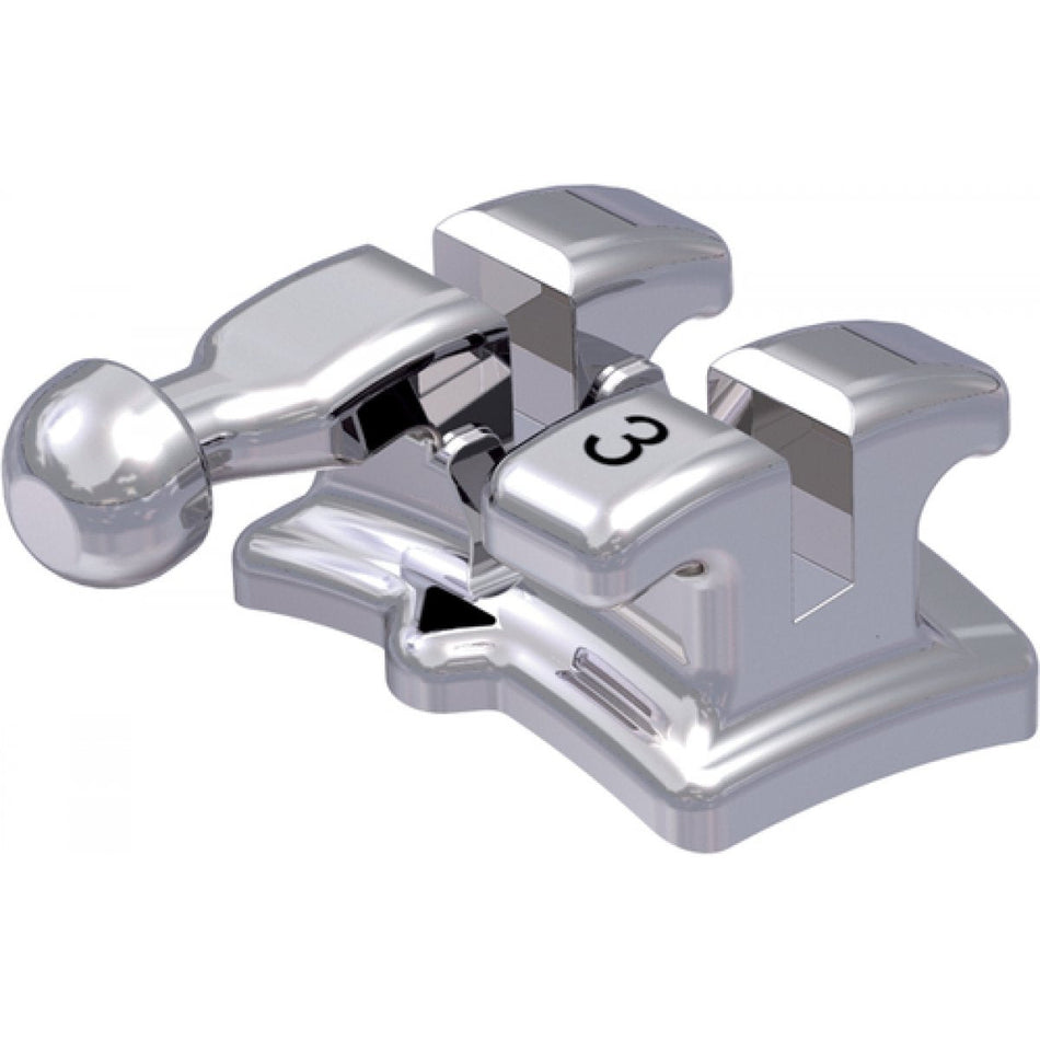 discovery metal bracket with hook, -11° torque, +7° angulation for tooth 43, Roth 22, 10 pieces