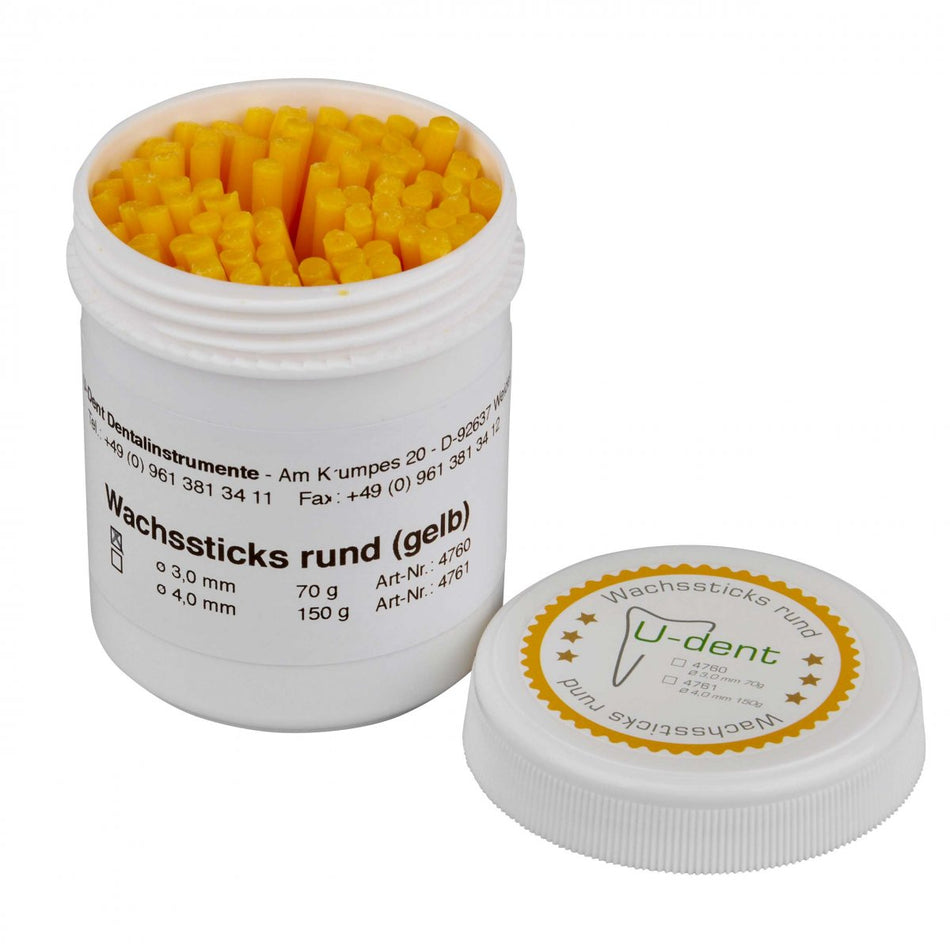 U-Dent wax sticks yellow ø 4.0 mm in 150 g in a can