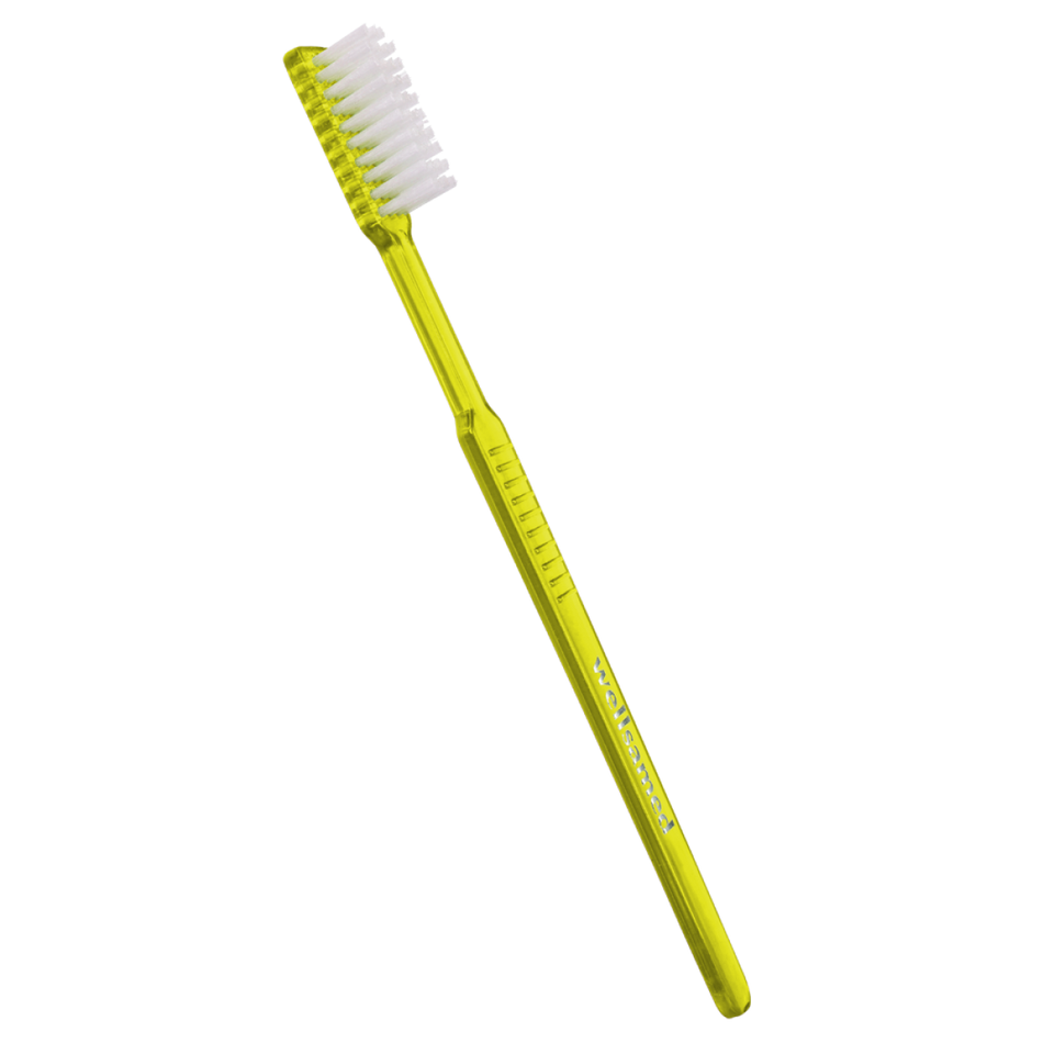 Wellsabrush Disposable Toothbrushes, 100 Pieces, Yellow-Transparent