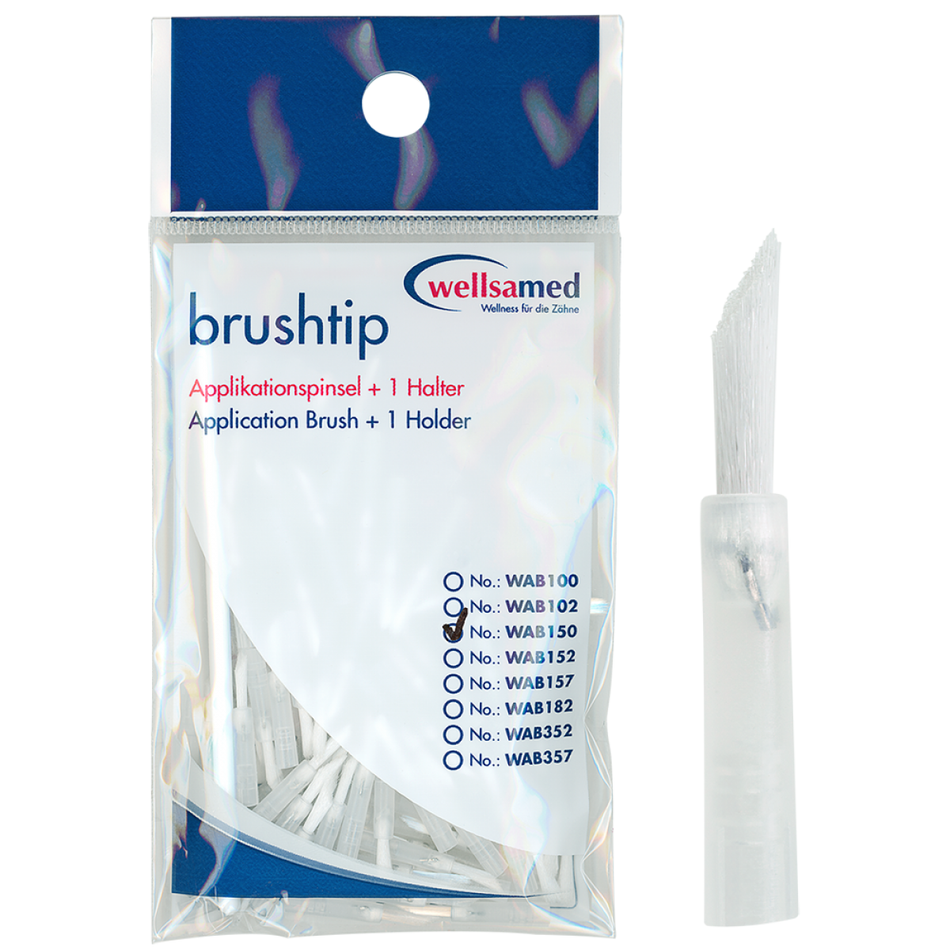 Wellsamed brushtip application brush, medium, short, pointed bristles, 100 pieces, transp./transp., medium (short) / pointed