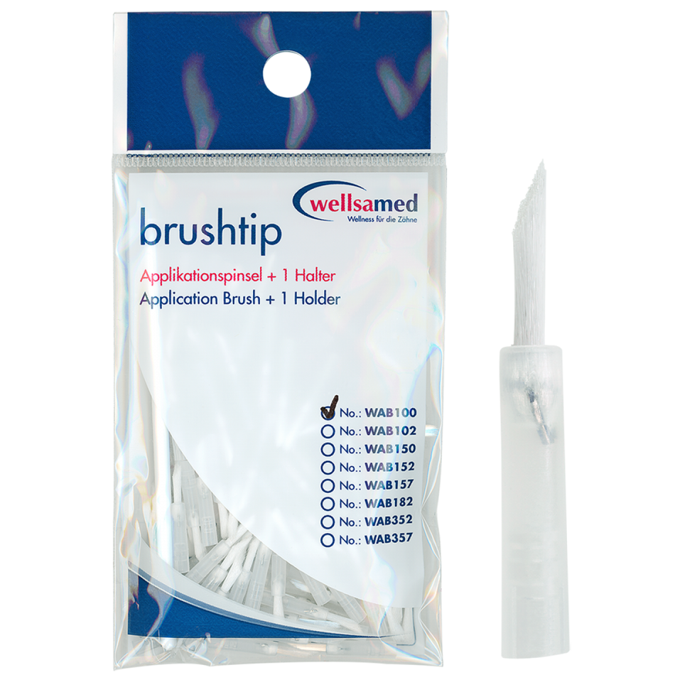 Wellsamed brushtip application brush, x-fine, short, pointed bristles, 100 pieces, transp./transp., x-fine (short) / pointed