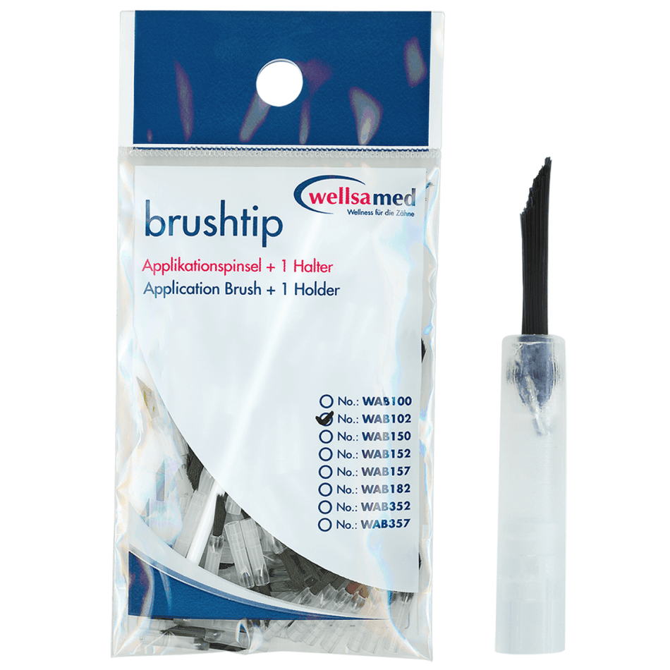 Wellsamed brushtip application brush, x-fine, short, pointed bristles, 100 pieces, transparent/black, x-fine (short) / pointed