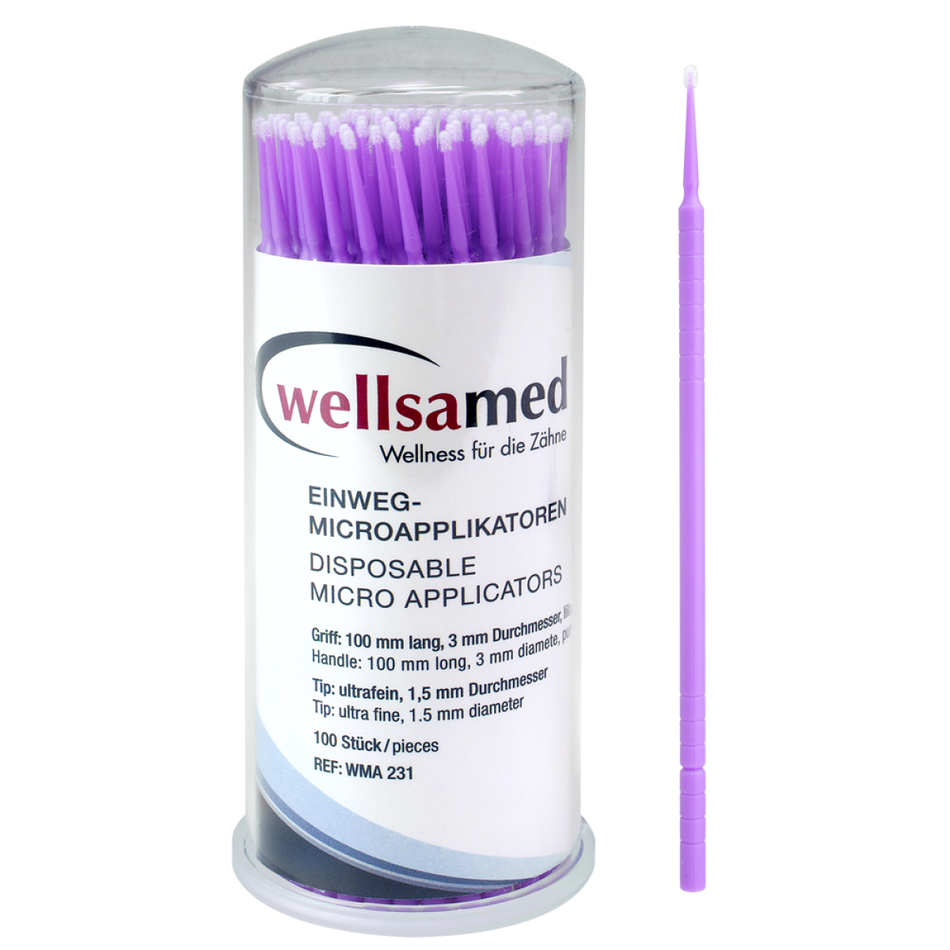 Wellsamed Disposable Microapplicators, 100 pieces, purple, ultrafine