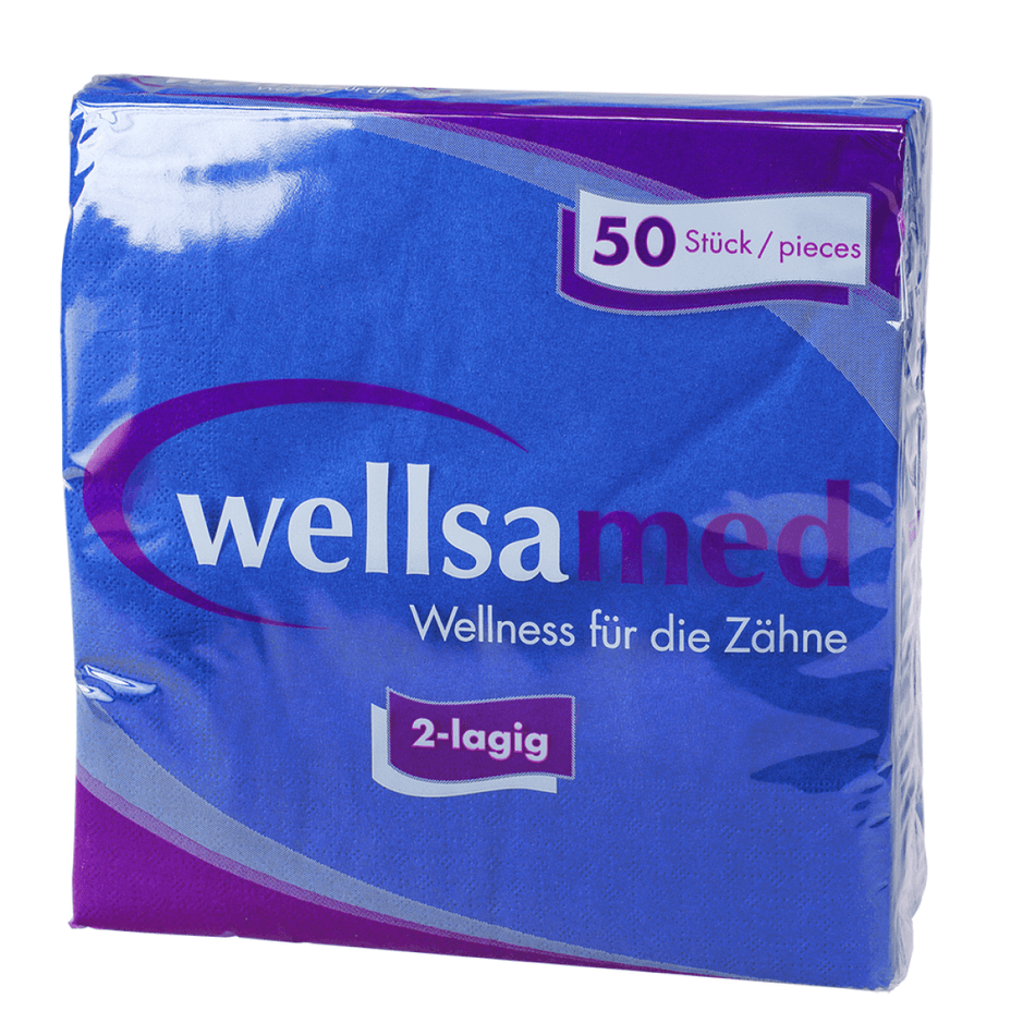 Wellsamed patient napkins 2-ply, 38 x 40 cm, 1/4 fold, blue, 1,000 pieces, blue, 38 x 40 cm