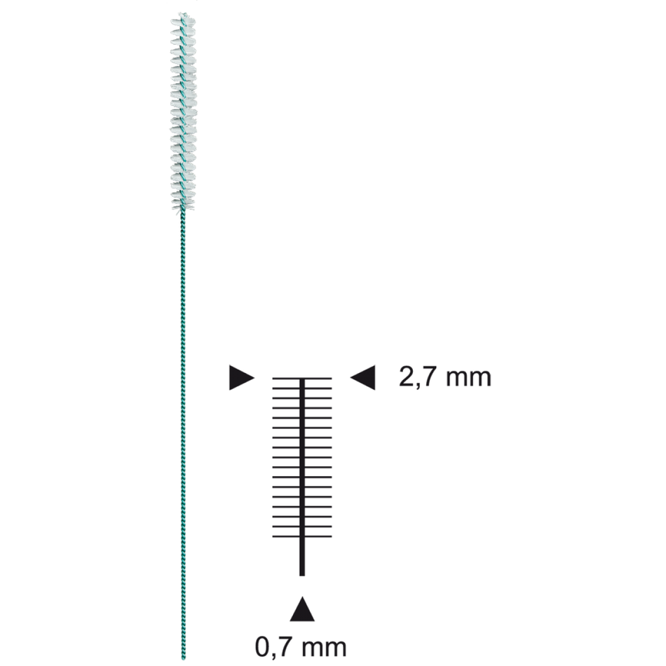 Wellsamed SMILEbrush long wire bulk, 500 pieces, green, X-fine / ø wire 0.7 mm / brush 2.7 mm