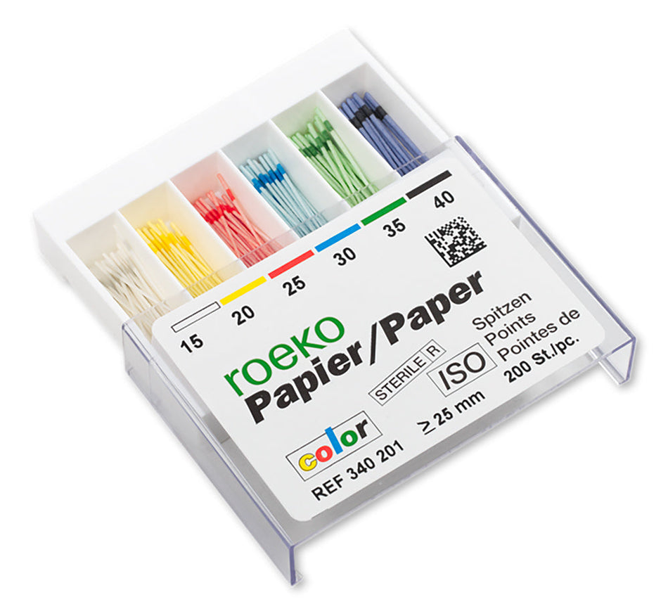 Roeko paper tips ISO color 25 mm | Color paper tips, sorted ISO 045-080, pack of 120 pieces