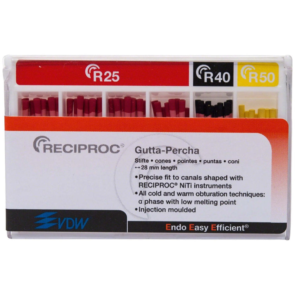 Reciproc Gutta Percha, ISO R25/40/50, assortment, pack of 60 pieces