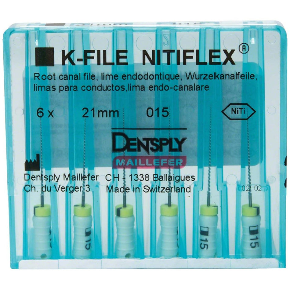 K-file Nitiflex, hand use, 21 mm, ISO 015, white, blister of 6 pieces