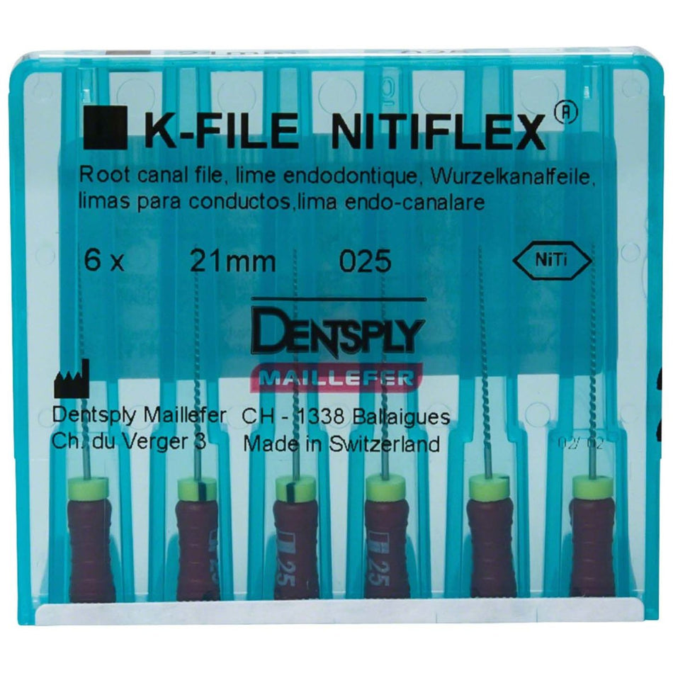 K-file Nitiflex, hand use, 21 mm, ISO 025, red, blister of 6 pieces