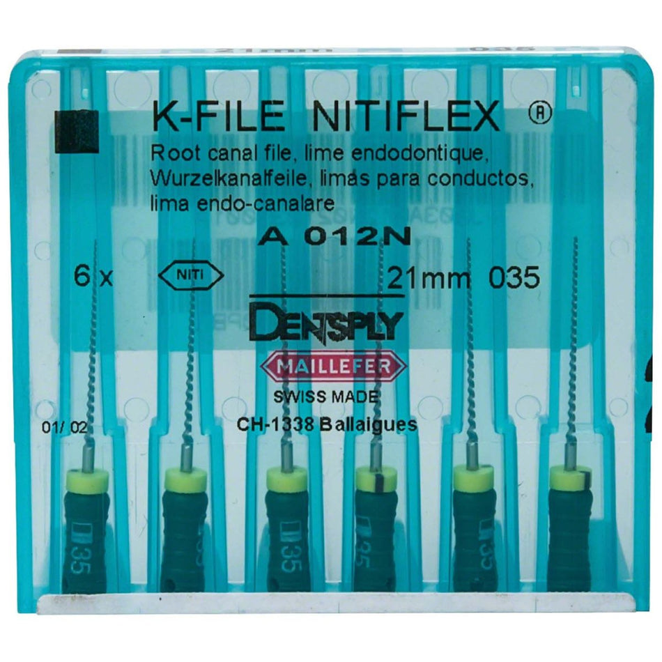 K-file Nitiflex, hand use, 21 mm, ISO 035, green, blister of 6 pieces