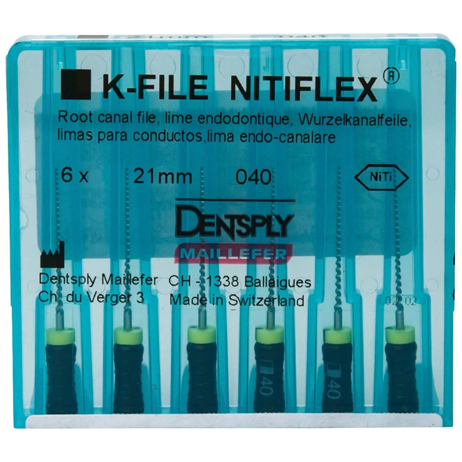 K-file Nitiflex, hand use, 21 mm, ISO 040, black, blister of 6 pieces