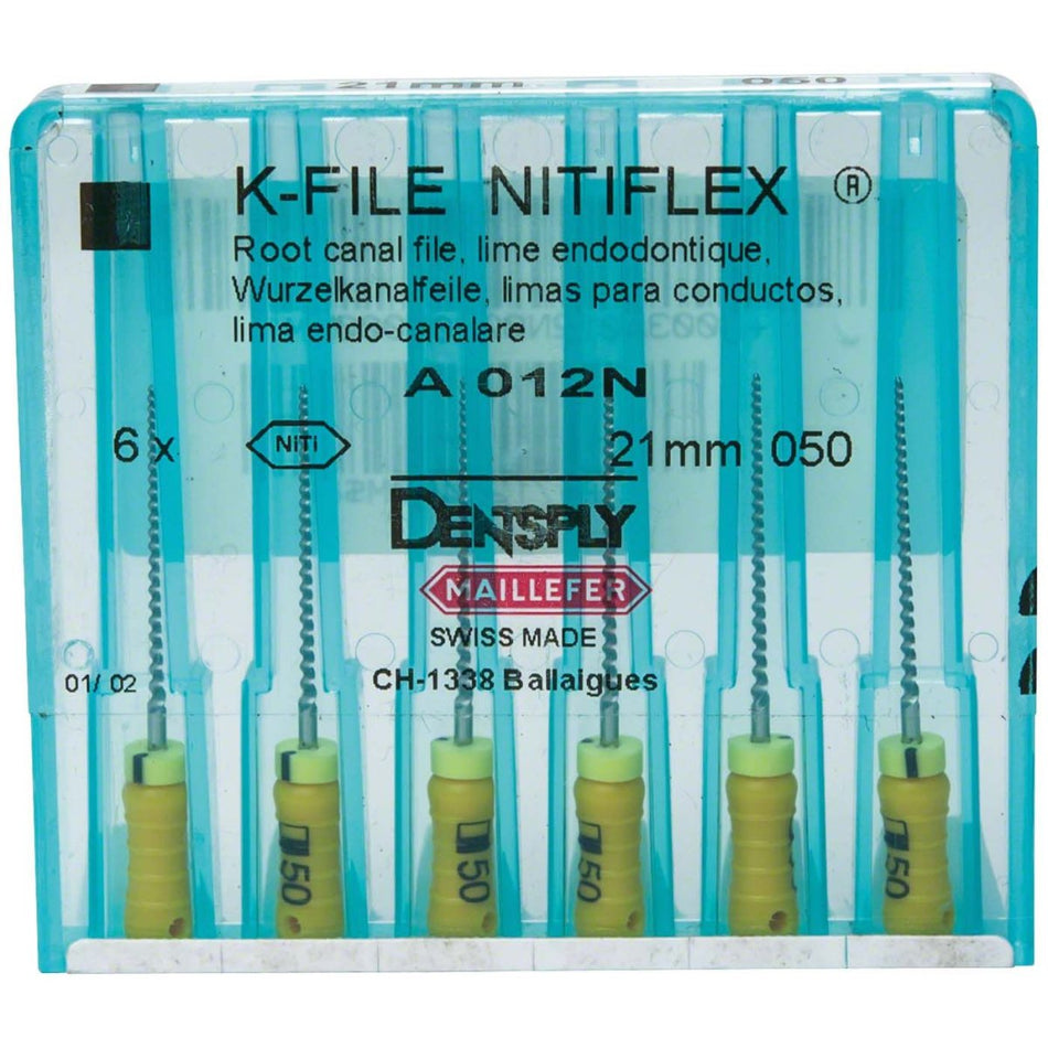 K-file Nitiflex, hand use, 21 mm, ISO 050, yellow, blister of 6 pieces