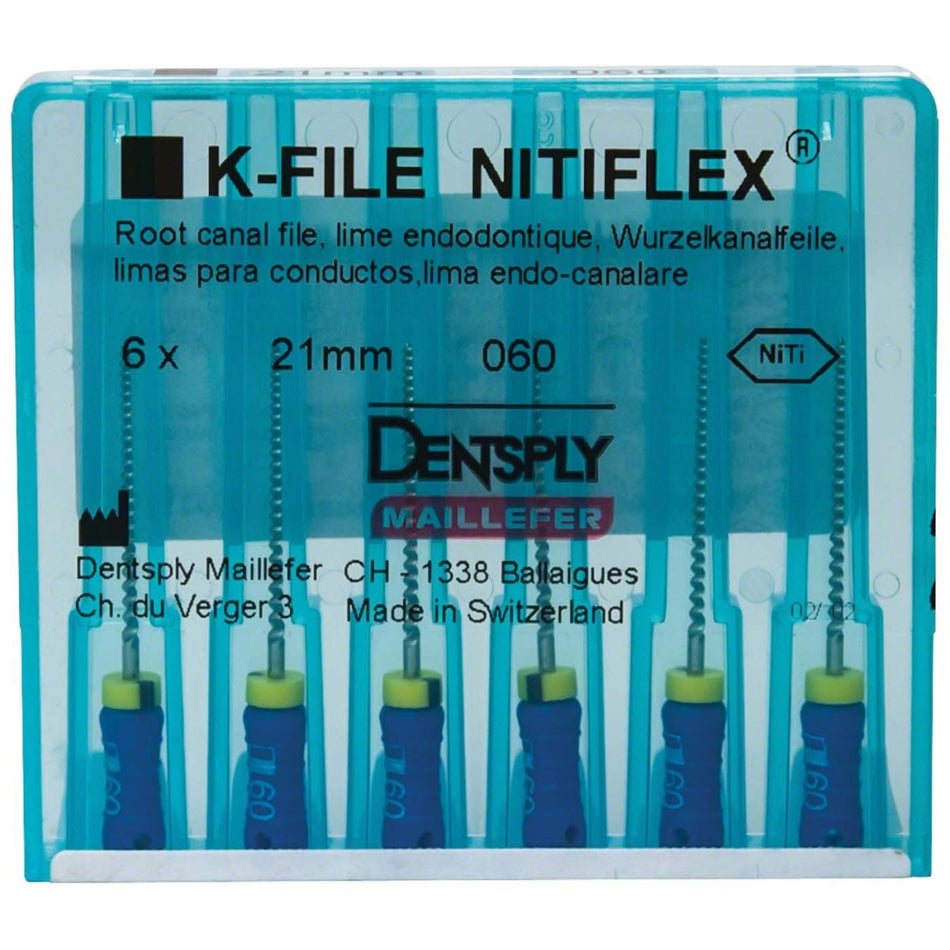 K-file Nitiflex, hand use, 21 mm, ISO 060, blue, blister of 6 pieces