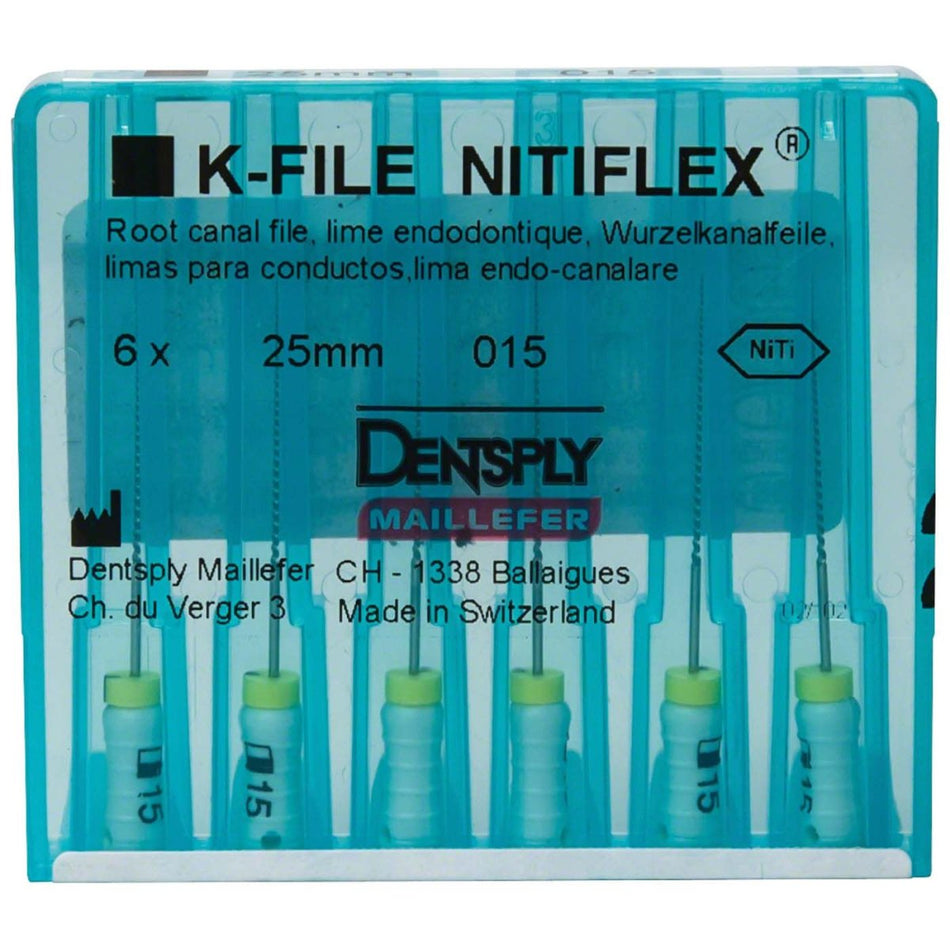 K-file Nitiflex, hand use, 25 mm, ISO 015, white, blister of 6 pieces