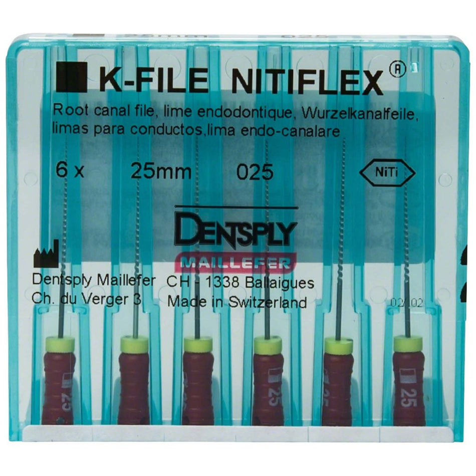 K-file Nitiflex, hand use, 25 mm, ISO 025, red, blister of 6 pieces