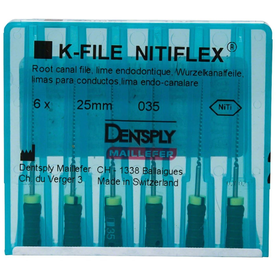 K-file Nitiflex, hand use, 25 mm, ISO 035, green, blister of 6 pieces