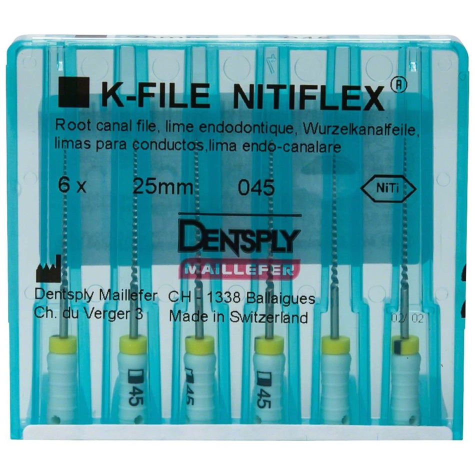 K-file Nitiflex, hand use, 25 mm, ISO 045, white, blister of 6 pieces