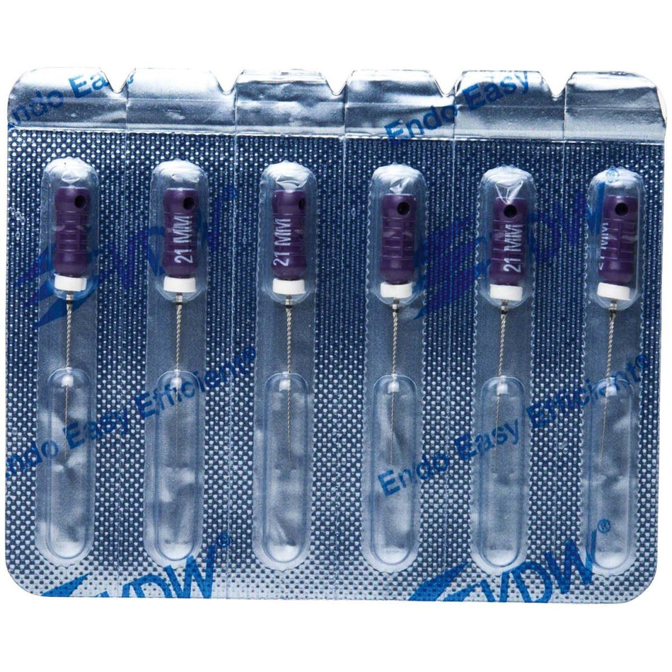 K-file, sterile, ISO 10, 21 mm, purple, pack of 6 pieces