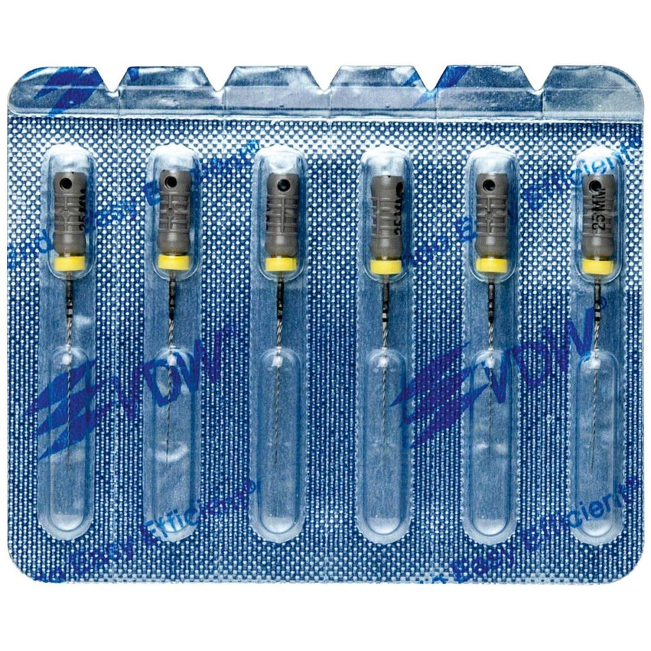 VDW Sterile K drills, 25 mm, ISO 08, gray, pack of 6 pieces