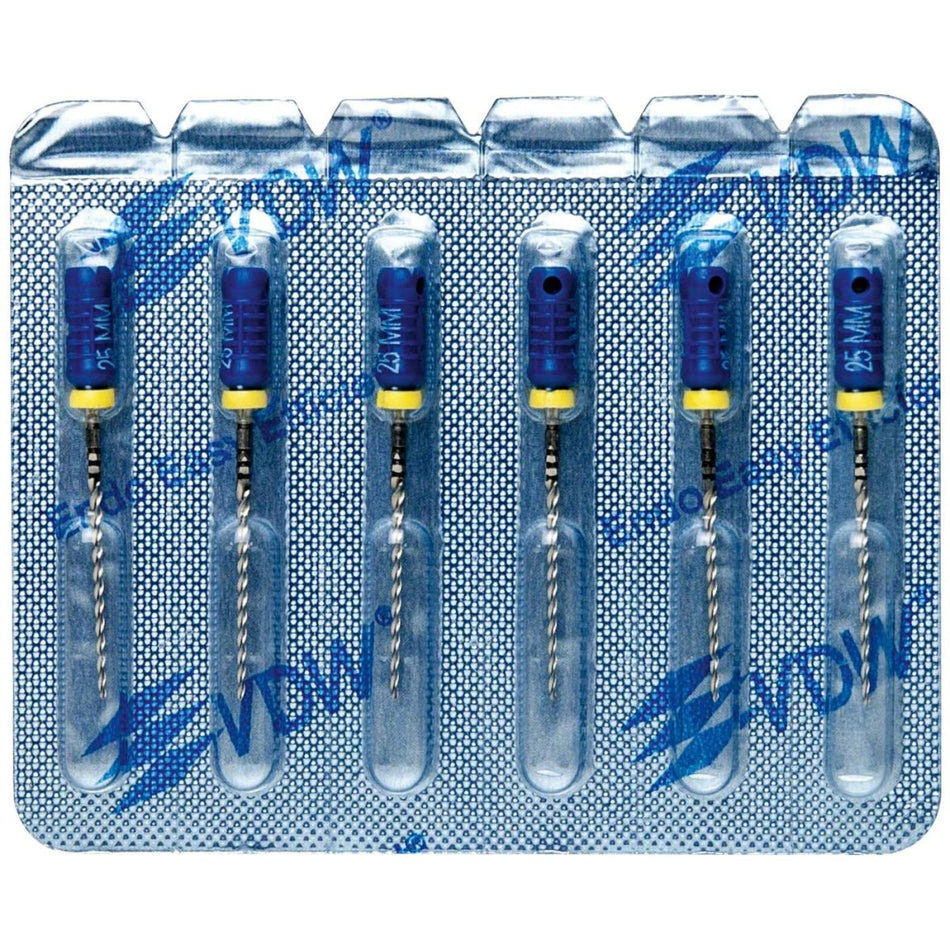 VDW STERILE K drill bits, 25 mm, ISO 60, blue, pack of 6 pieces