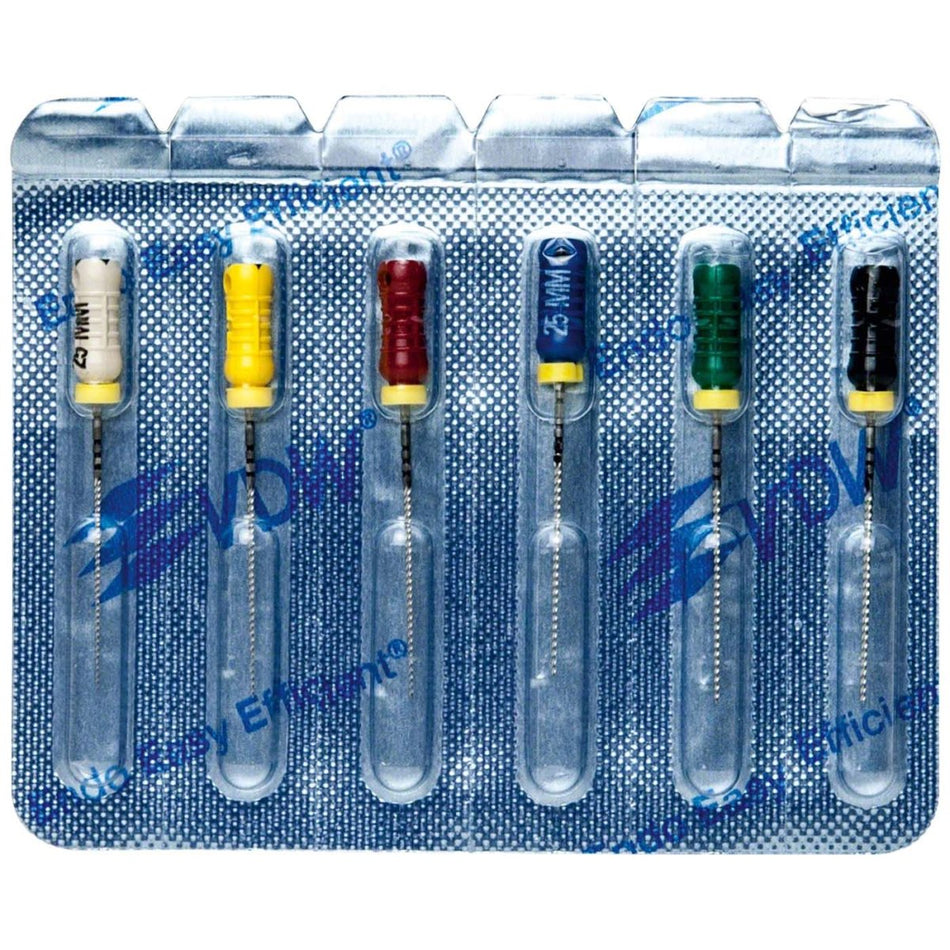 Sterile K file, assorted, ISO 15-40, 25 mm, pack of 6