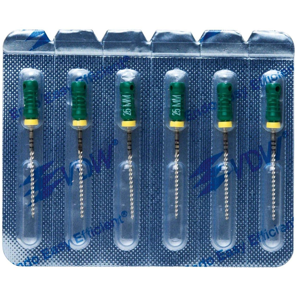 VDW STERILE K file, 25 mm, ISO 70, green, pack of 6 pieces