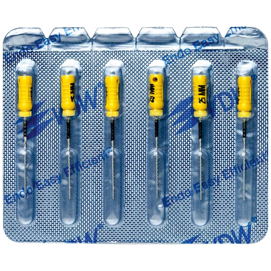 STERILE Hedström files, 25 mm, ISO 050, yellow, blister of 6 pieces