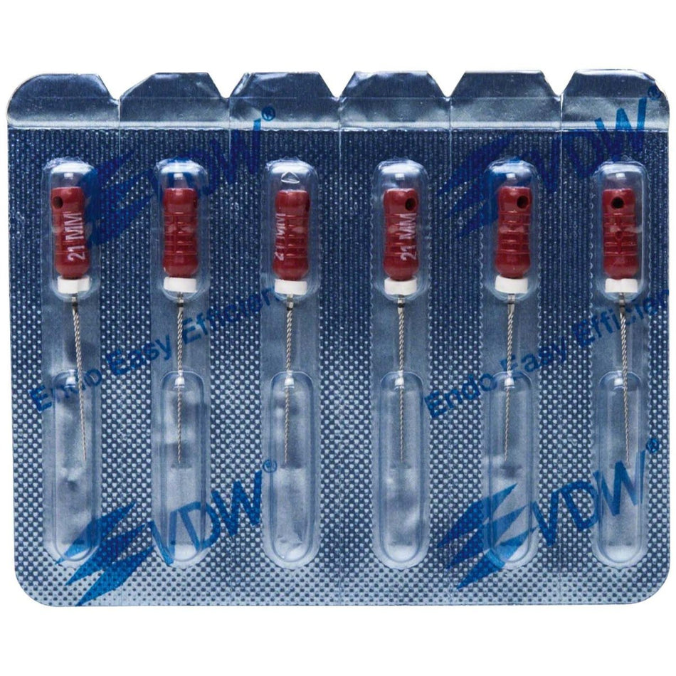 Sterile K-file, 21 mm, ISO 25, red, blister of 6 pieces