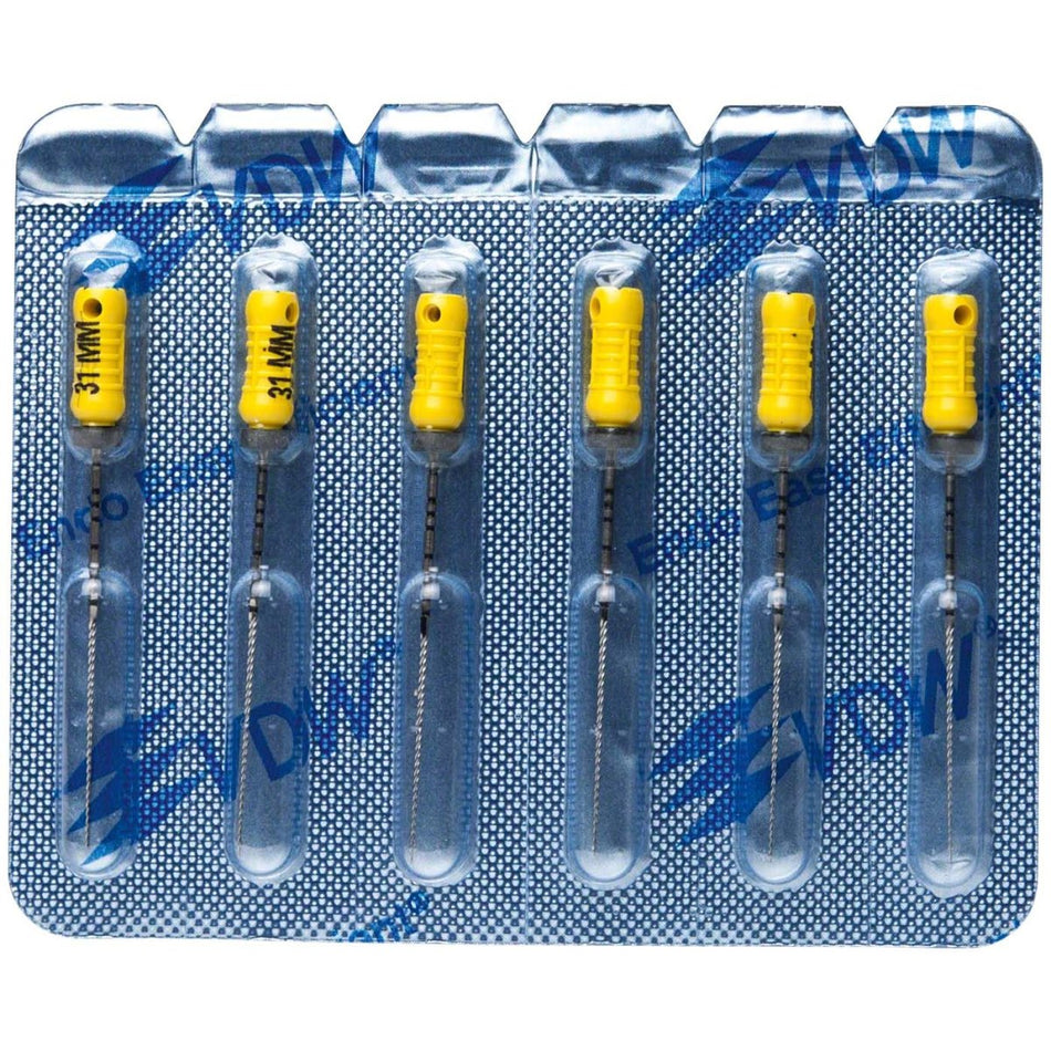 Sterile K-file, 31 mm, ISO 20, yellow, blister of 6 pieces