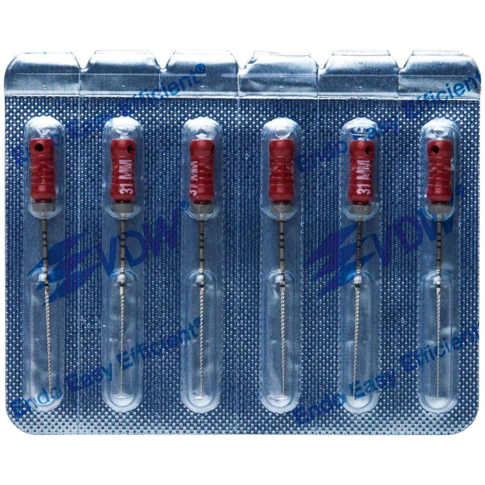 Sterile K-file, 31 mm, ISO 25, red, blister of 6 pieces