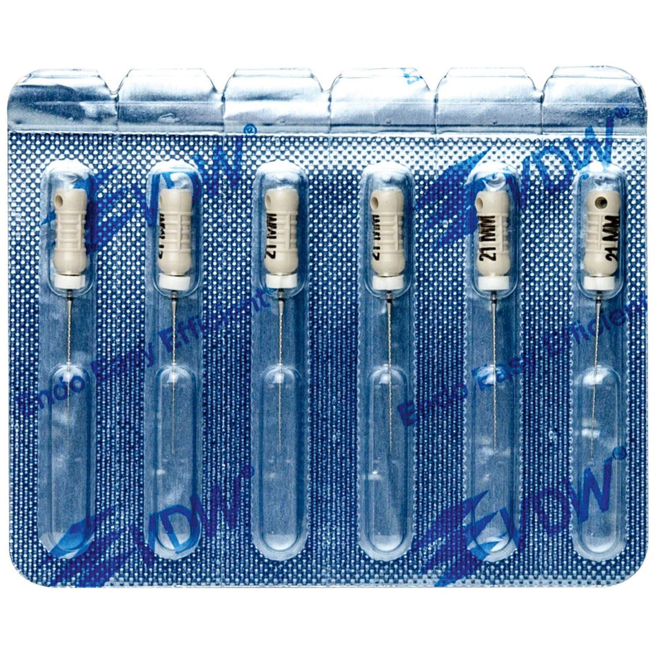 Hedström files, sterile, 21 mm, ISO 015, white, pack of 6 pieces