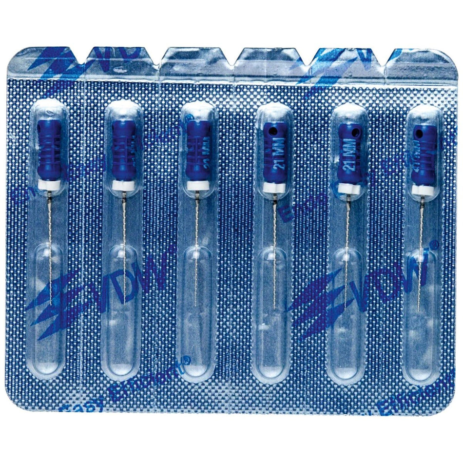 STERILE Hedström files, 21 mm, ISO 030, blue, blister of 6 pieces