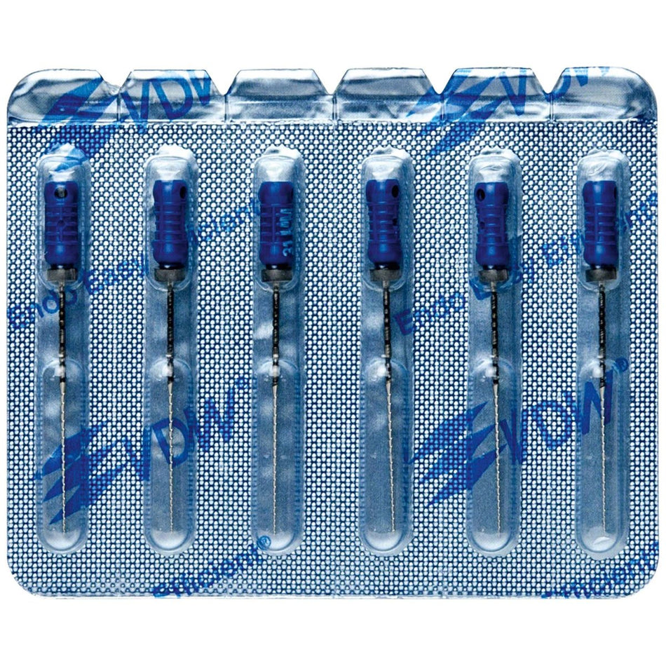 STERILE Hedström files, 31 mm, ISO 030, blue, blister of 6 pieces