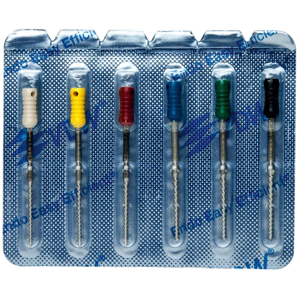 STERILE Hedström files, 31 mm, ISO 090-140, assortment, blister of 6 pieces